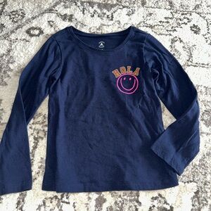 GAP Navy Long Sleeve Tee with Pink Smile